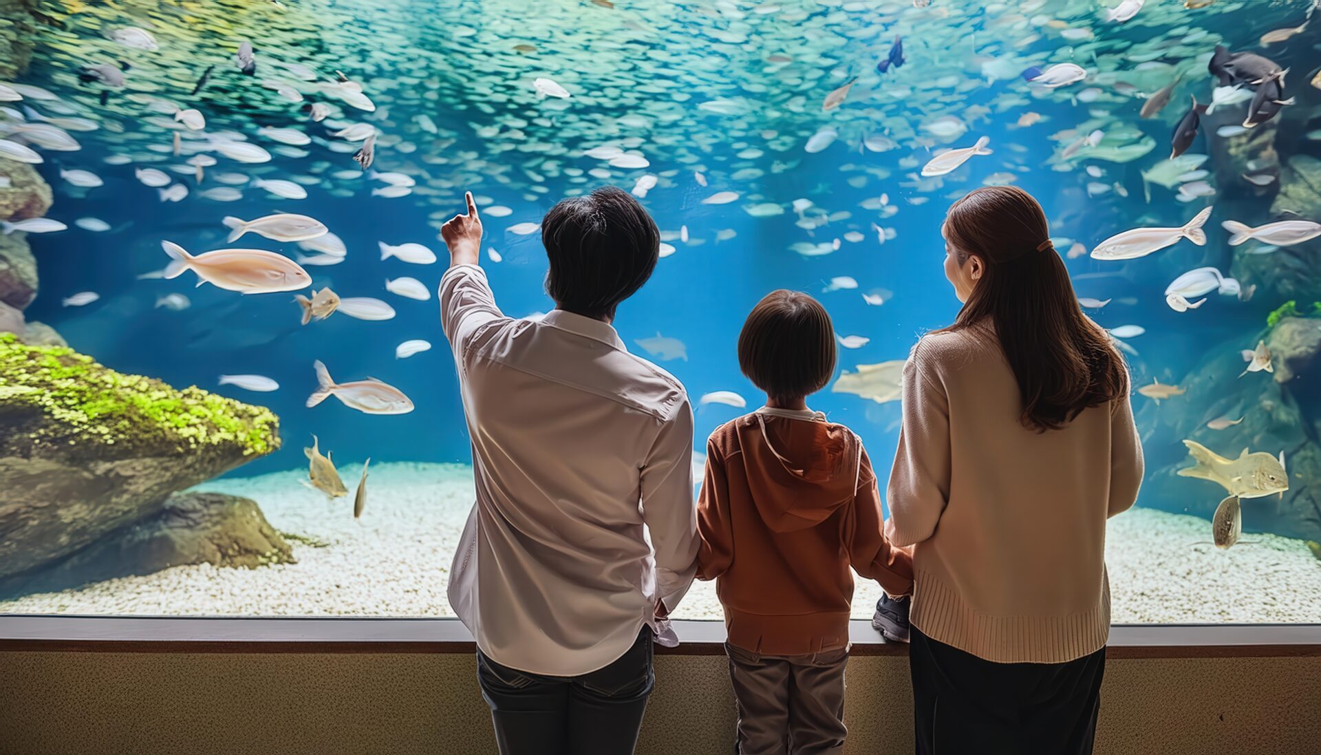 家族でアクアリウムを見学