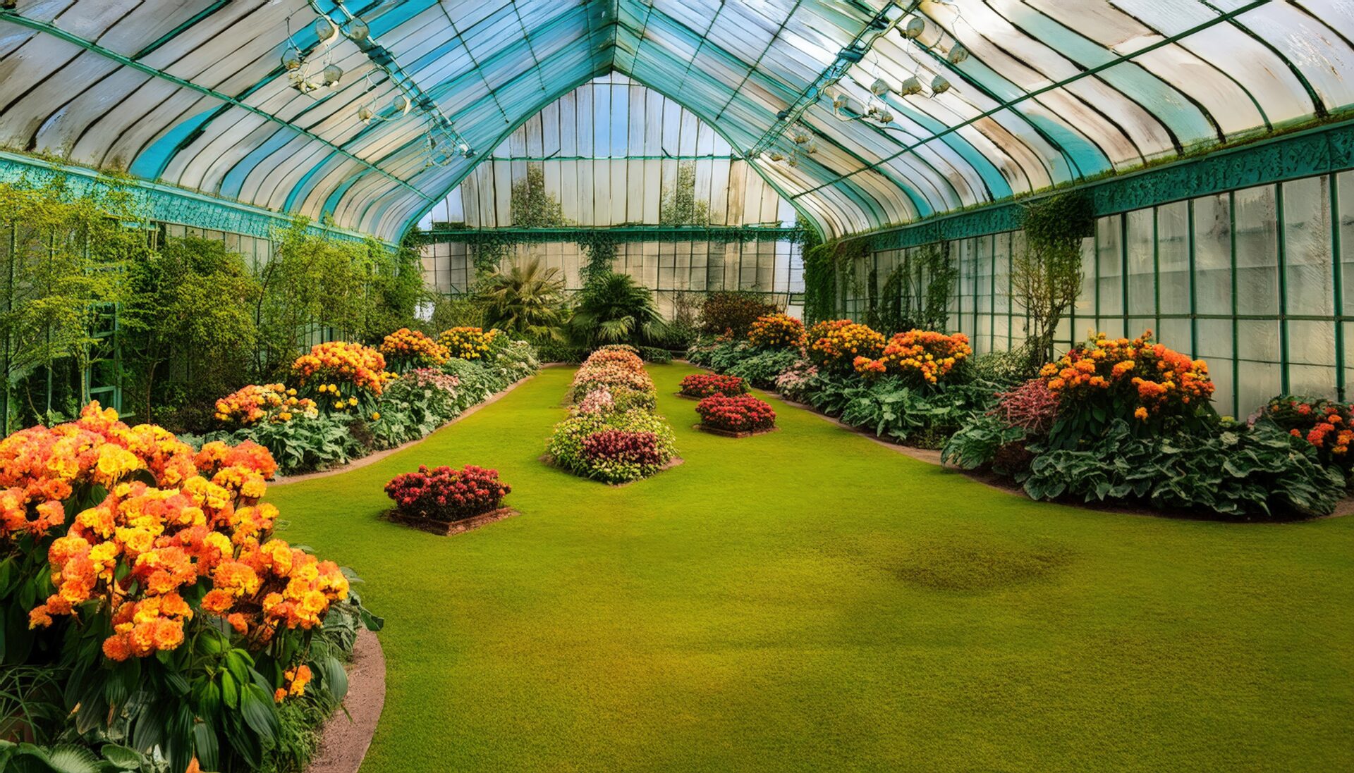花が咲き誇る温室
