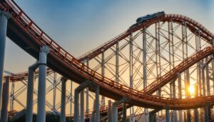 複雑なコースのジェットコースター