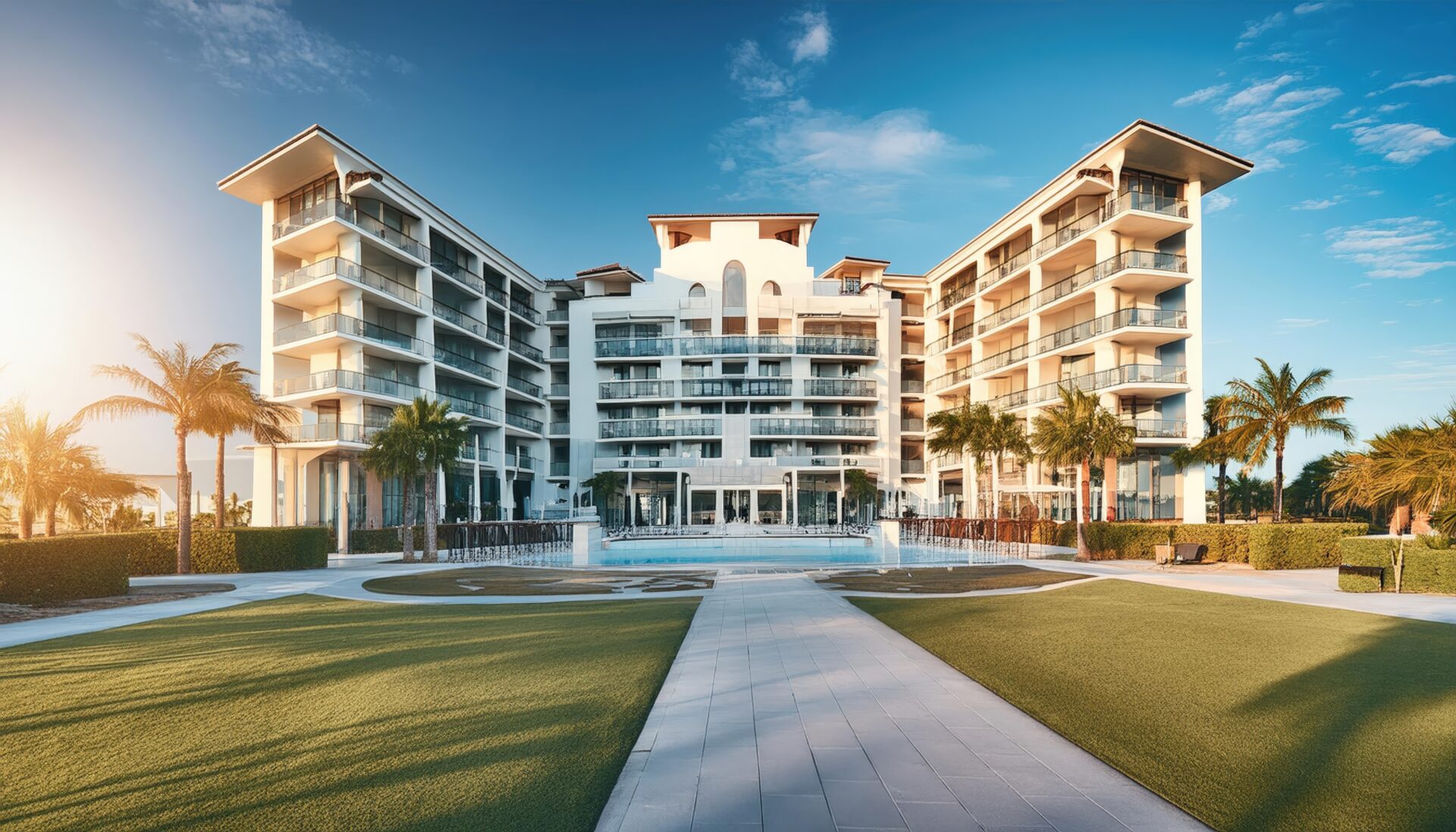 豪華リゾートホテルの正面外観