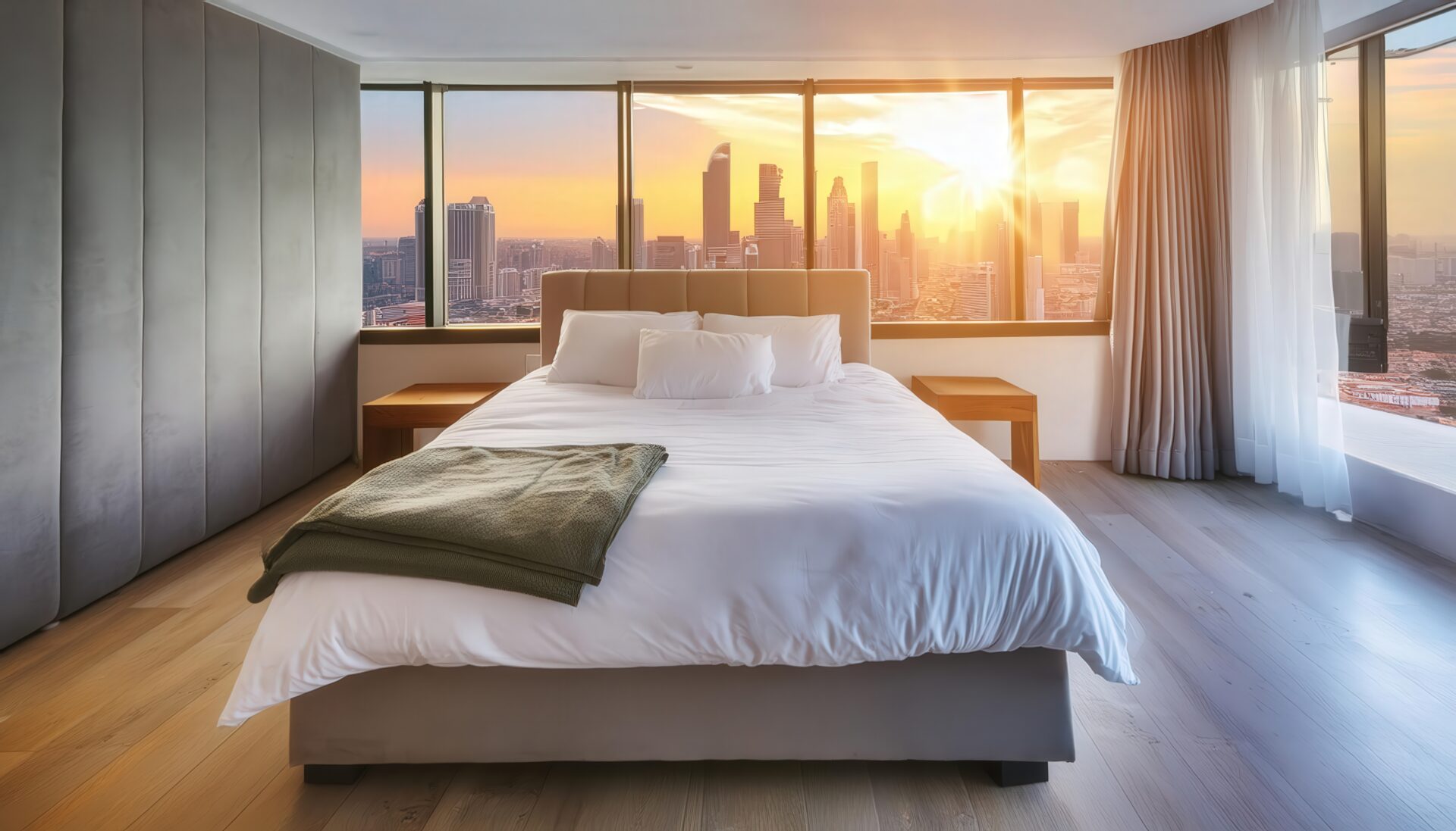 シティビューの高層ホテルの部屋