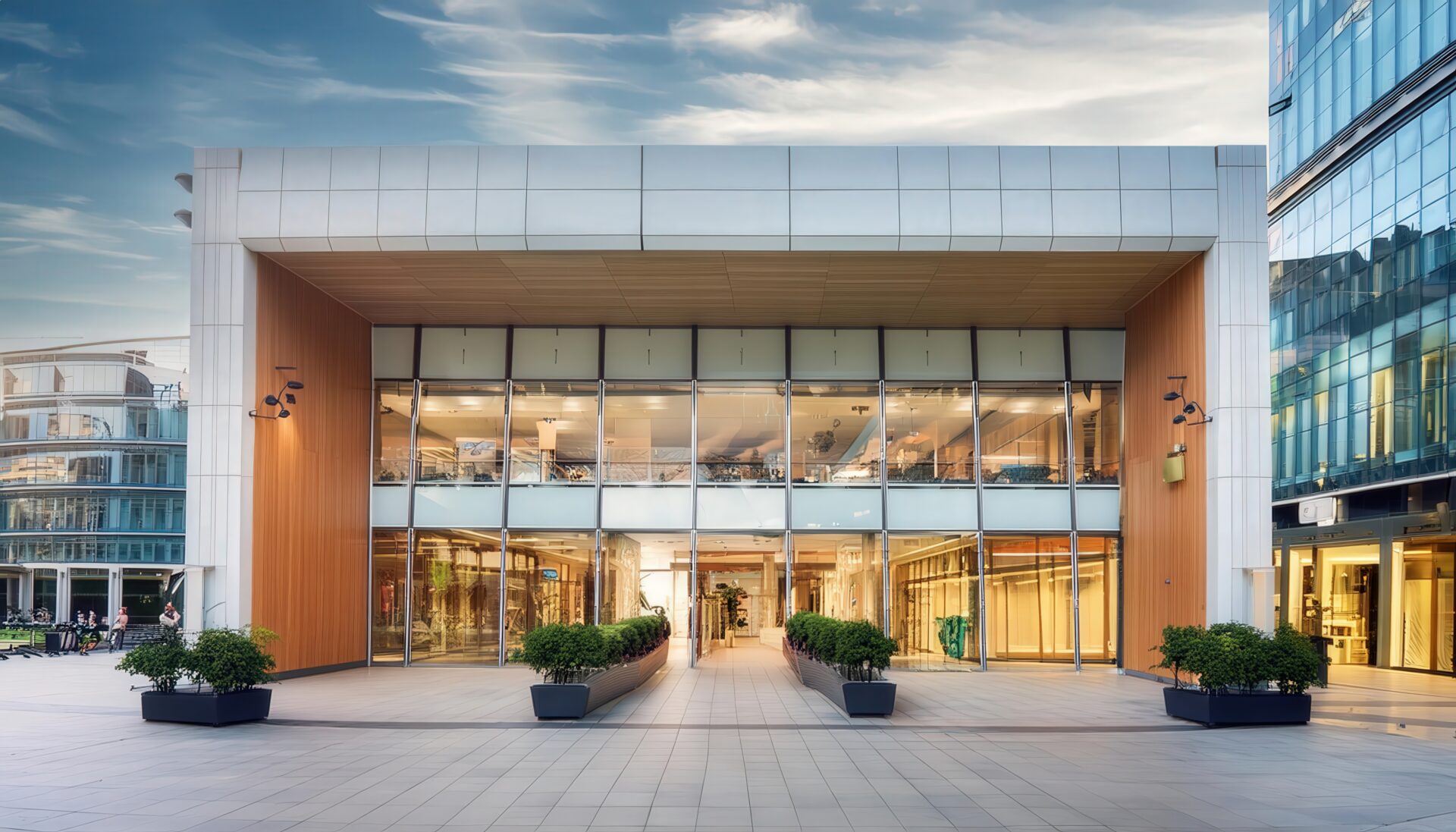 近代的なショッピングモールの外観
