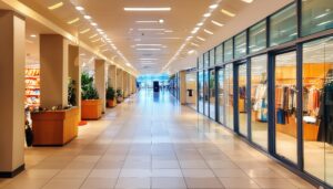 ショッピングモールの明るい通路