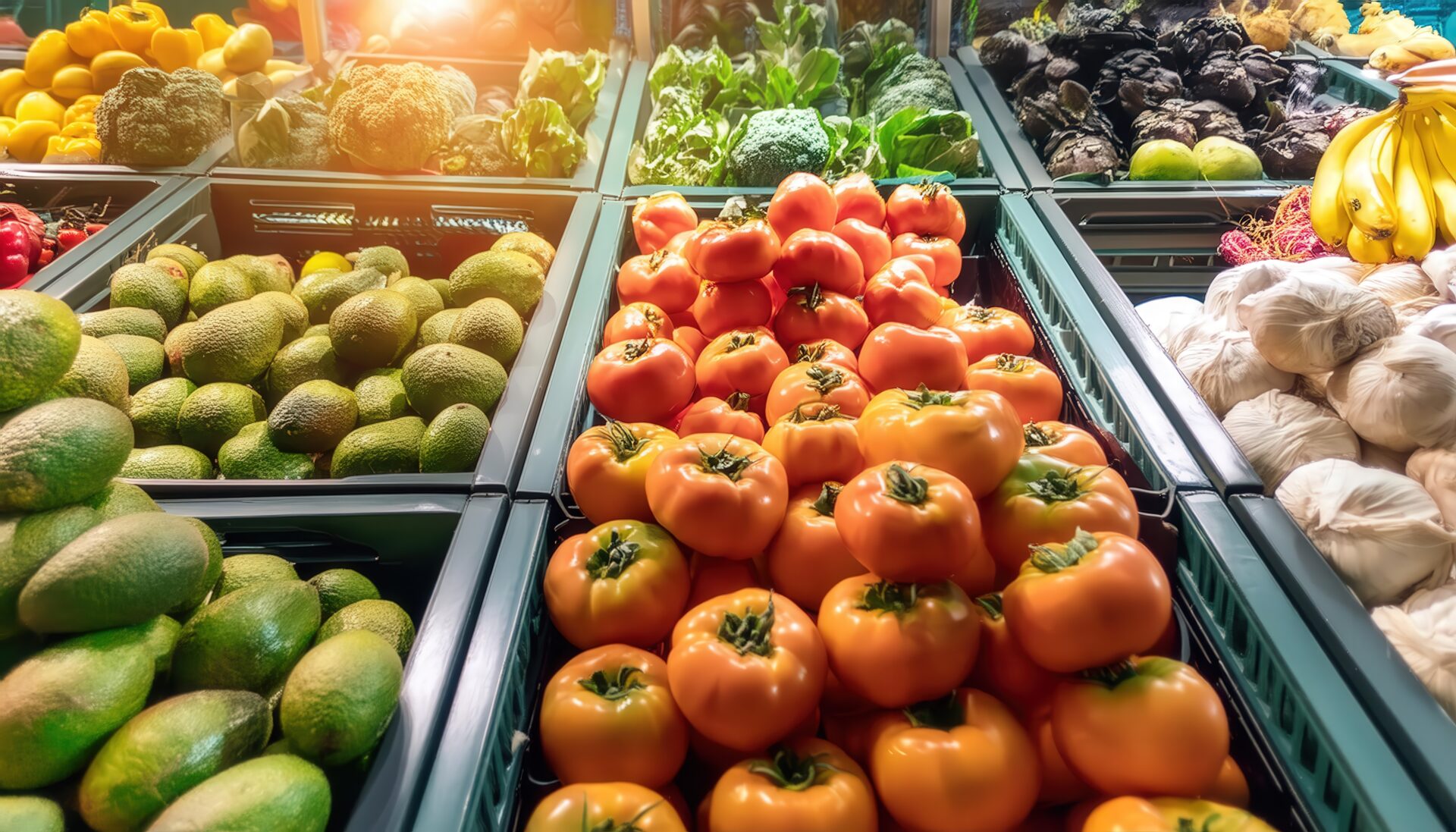 野菜売り場の新鮮なディスプレイ