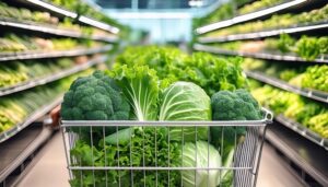 カートいっぱいの新鮮な野菜