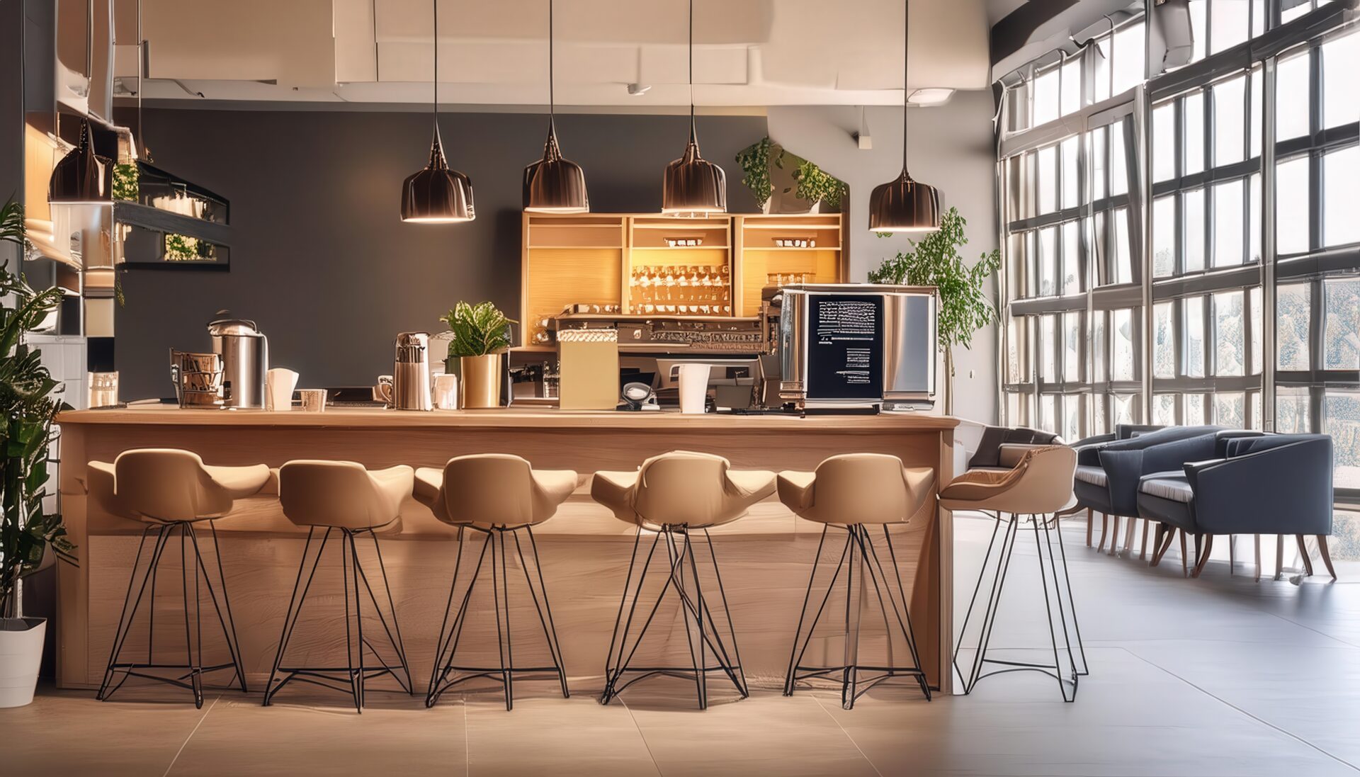 モダンなカフェカウンター