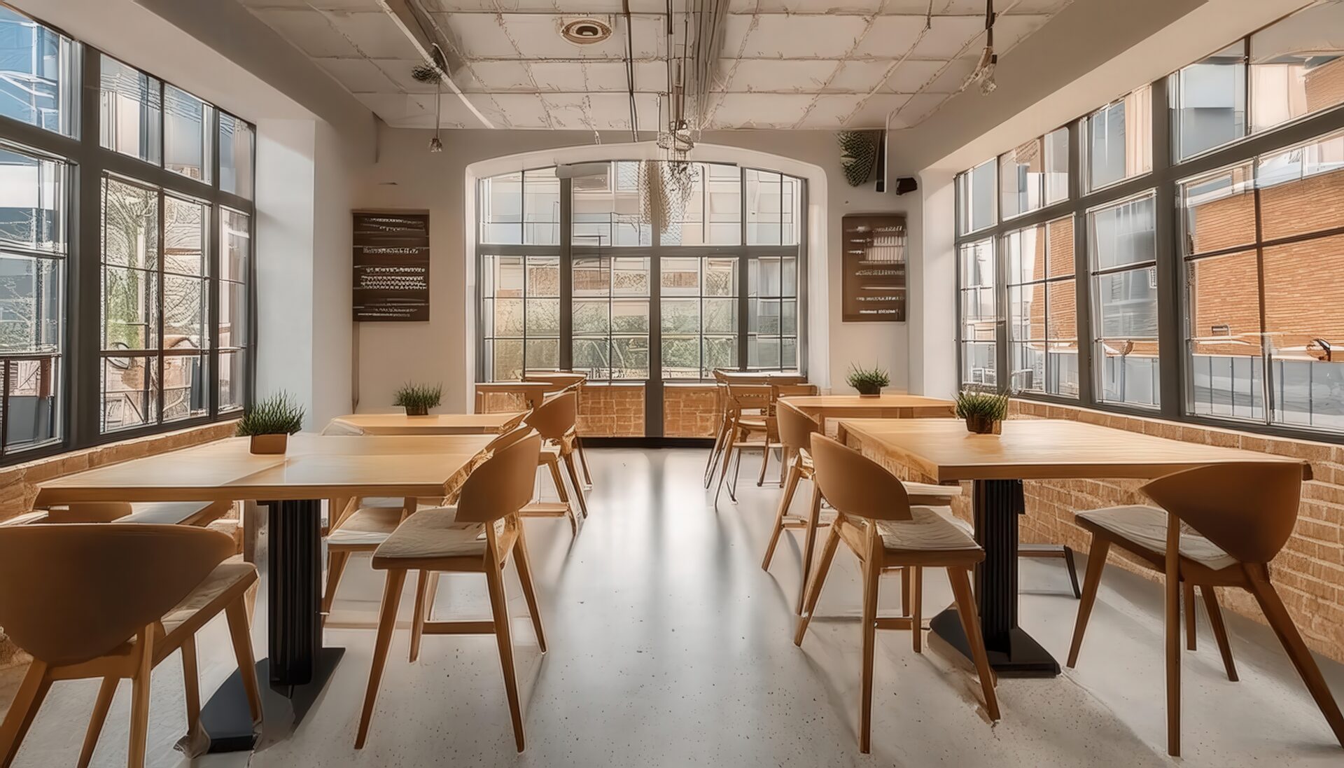 ナチュラルテイストのカフェ店内