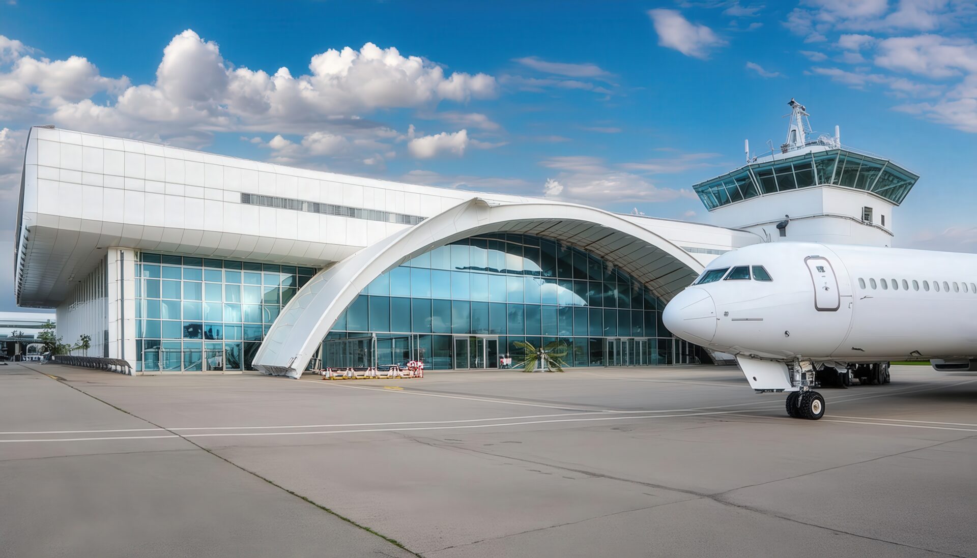 飛行機と空港ビルの風景
