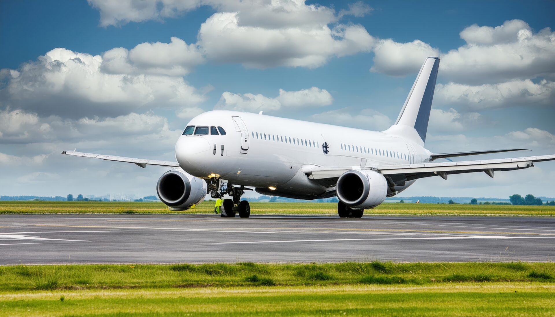 滑走路を走る旅客機