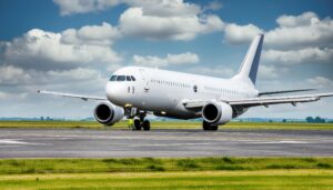 滑走路を走る旅客機