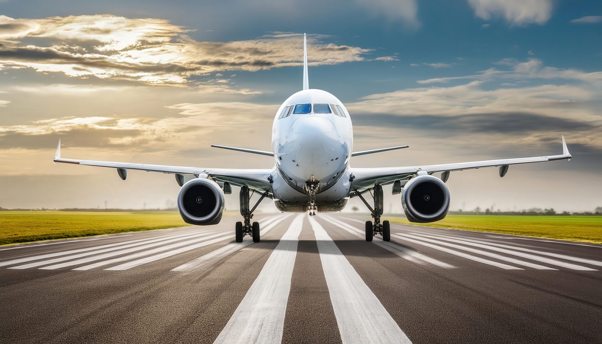 滑走路を駆け抜ける飛行機