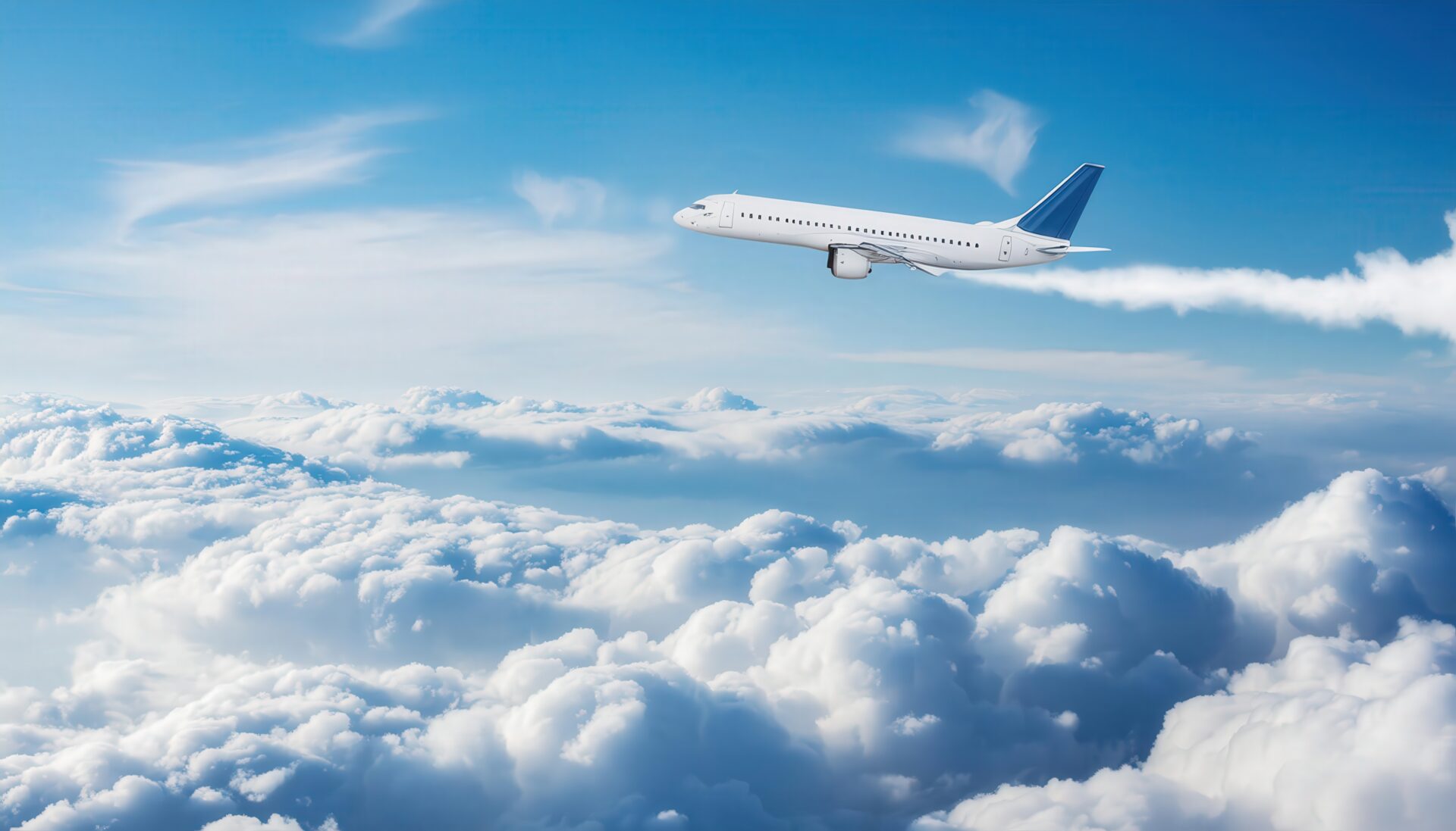 雲の上を飛行する飛行機