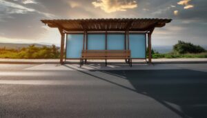 夕暮れのバス停