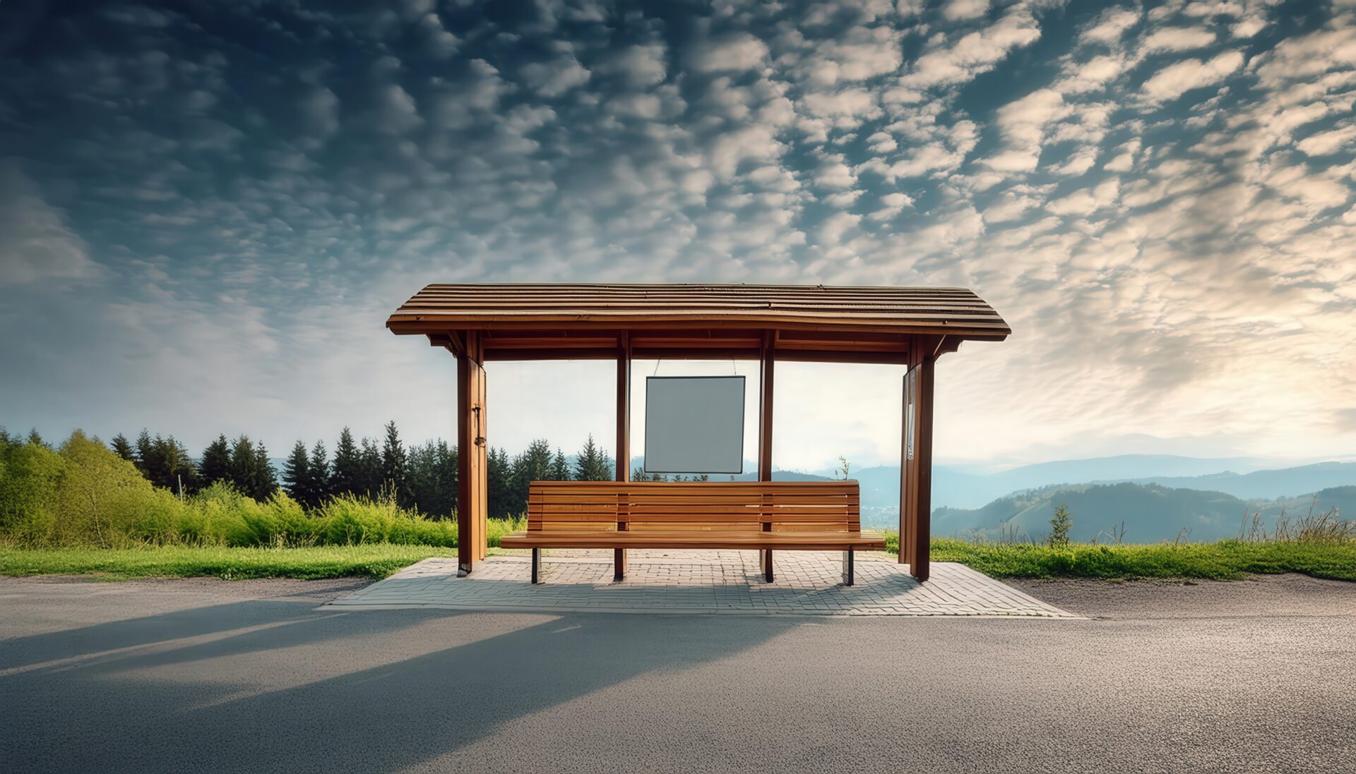 田園風景とバス停