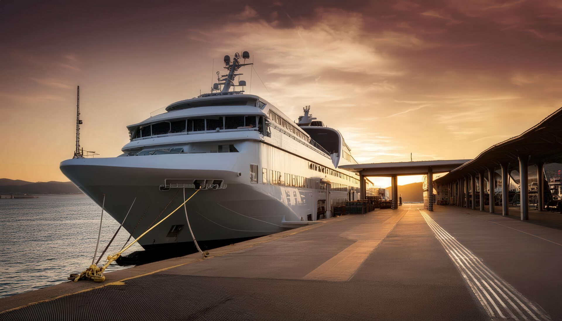 サンセットとクルーズ船