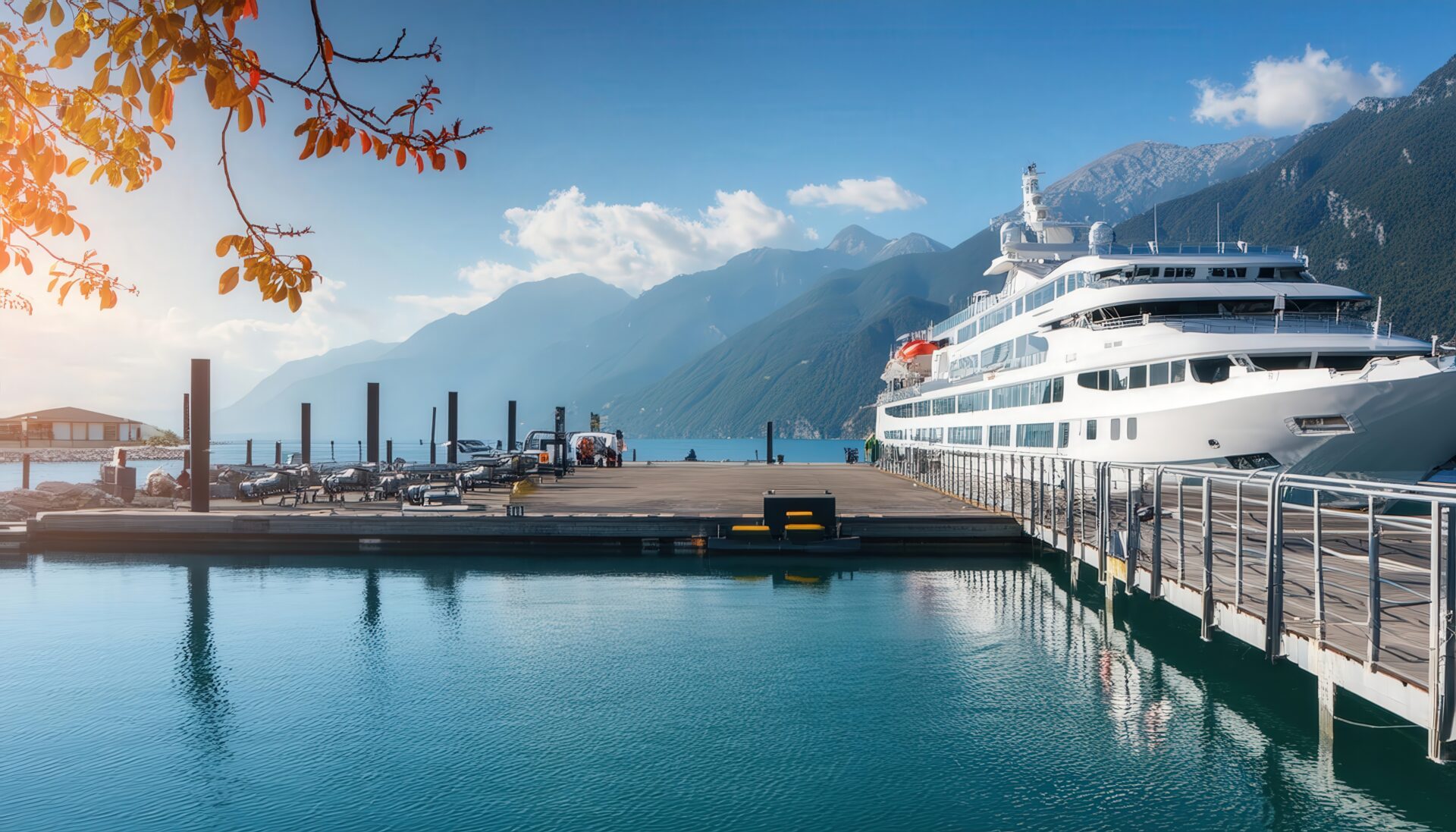 湖とクルーズ船