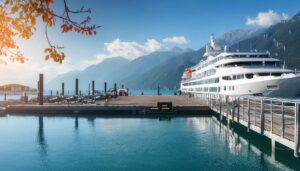 湖とクルーズ船