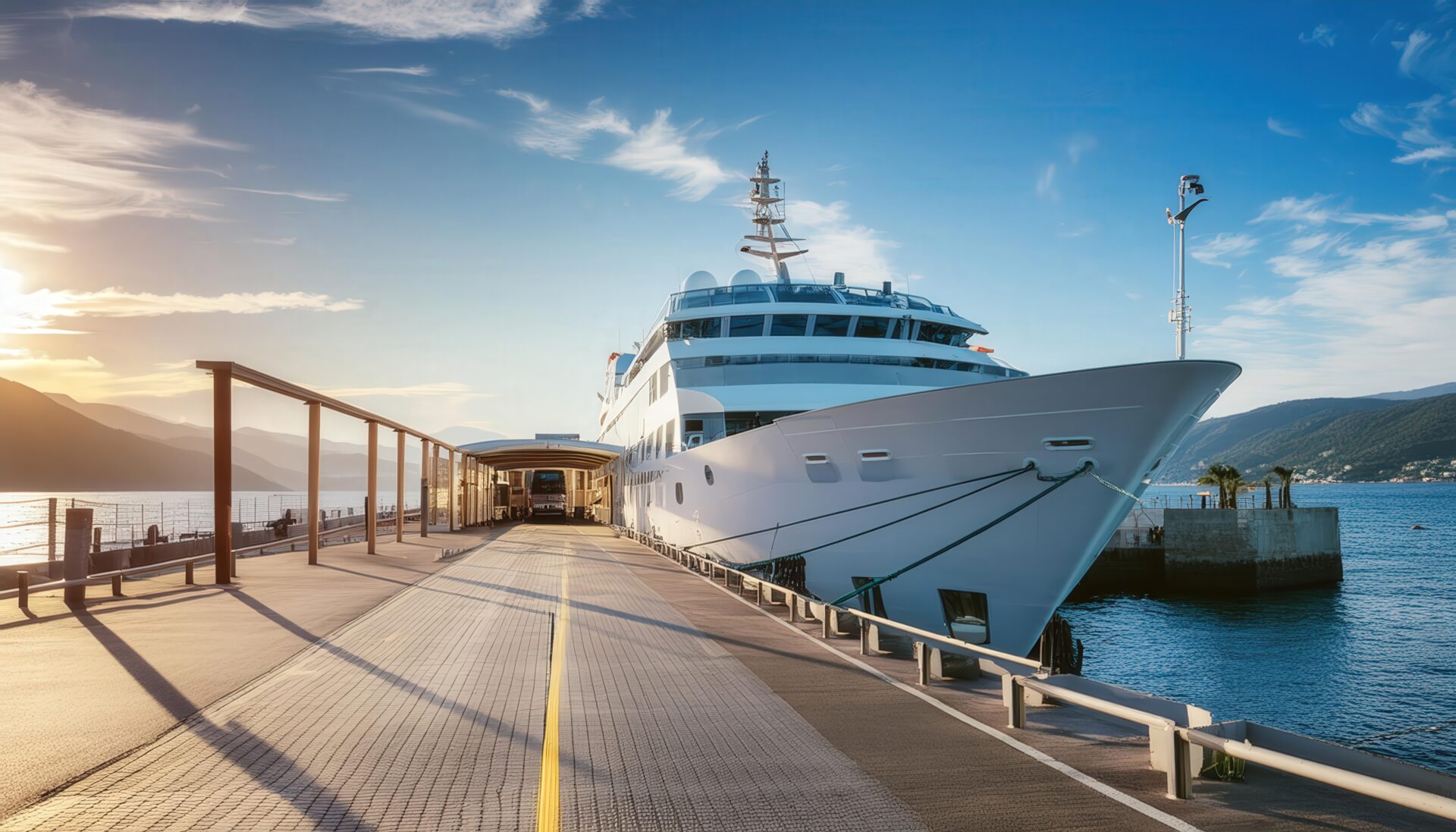 朝日のクルーズ船