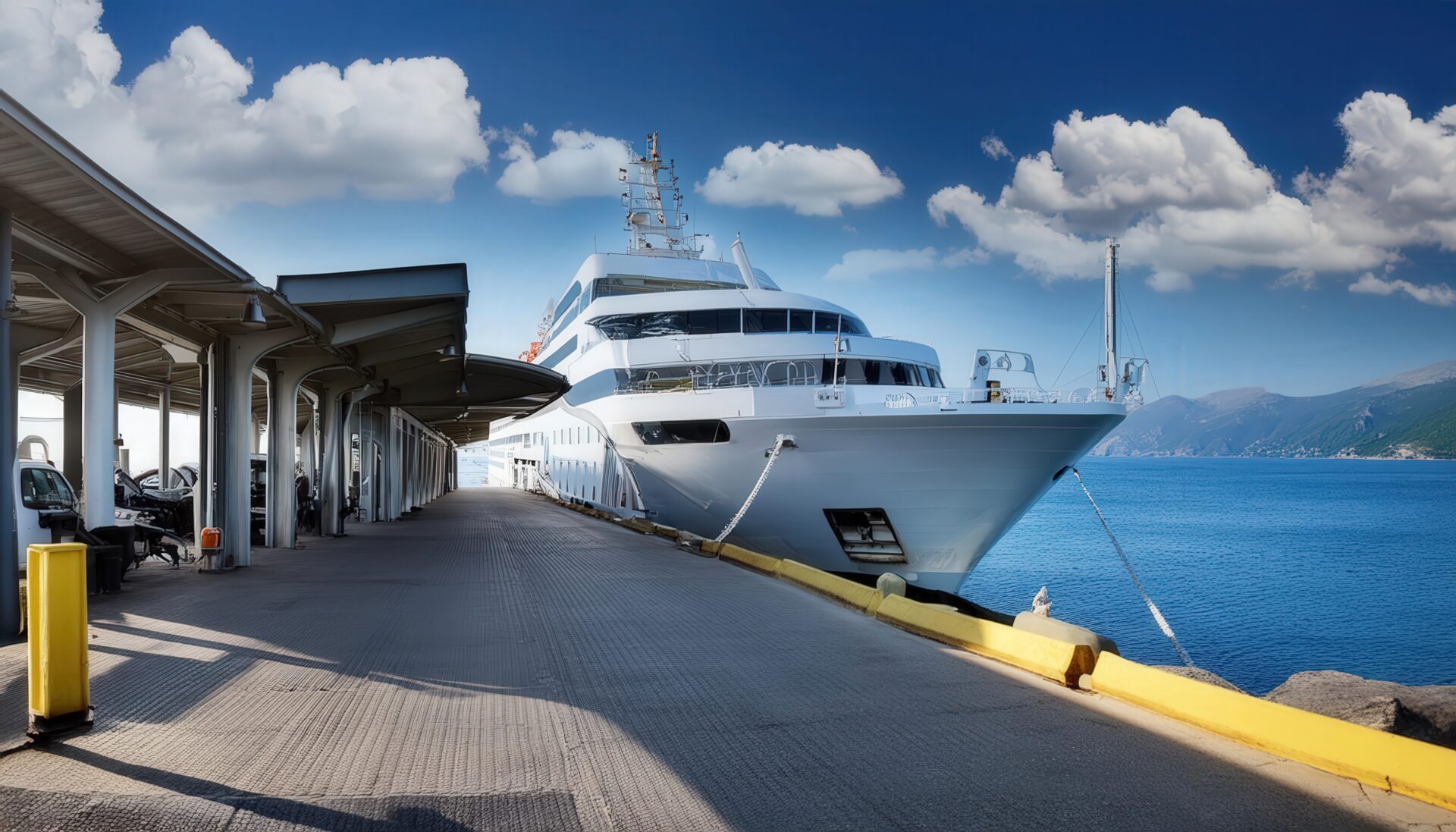 港に接岸した客船