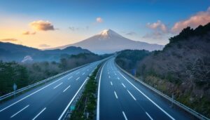 高速道路と富士山の絶景