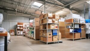 倉庫の棚と段ボール