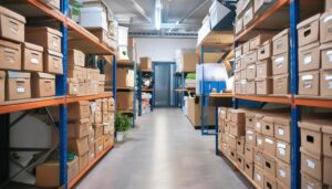 通路の広い業務倉庫