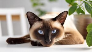 青い目のシャム猫のアップ