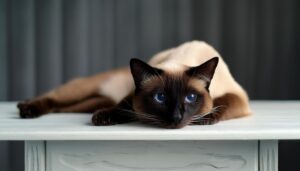 クールな雰囲気の中のシャム猫
