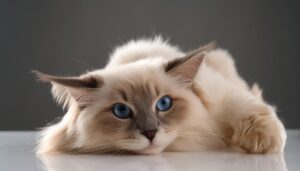 グレーバックでこちらを見つめる白猫