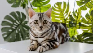 モンステラとアメリカンショートヘア