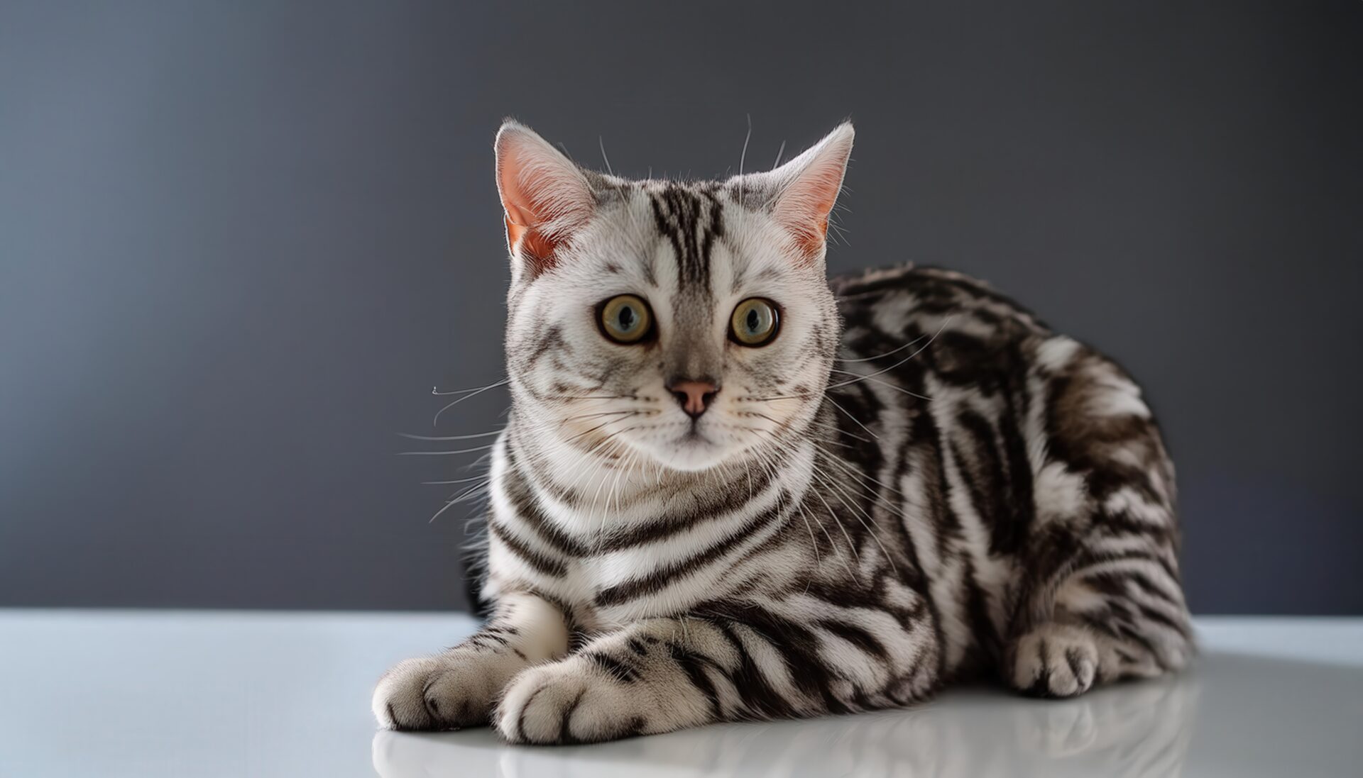 ダーク背景のアメリカンショートヘア