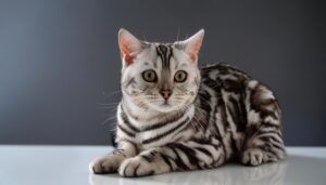 ダーク背景のアメリカンショートヘア