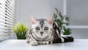 窓辺でくつろぐアメリカンショートヘア