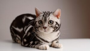 シンプル背景のアメリカンショートヘア