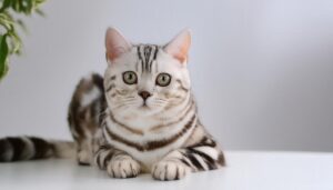 白背景とアメリカンショートヘア