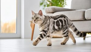 朝日差し込む室内のアメリカンショートヘア