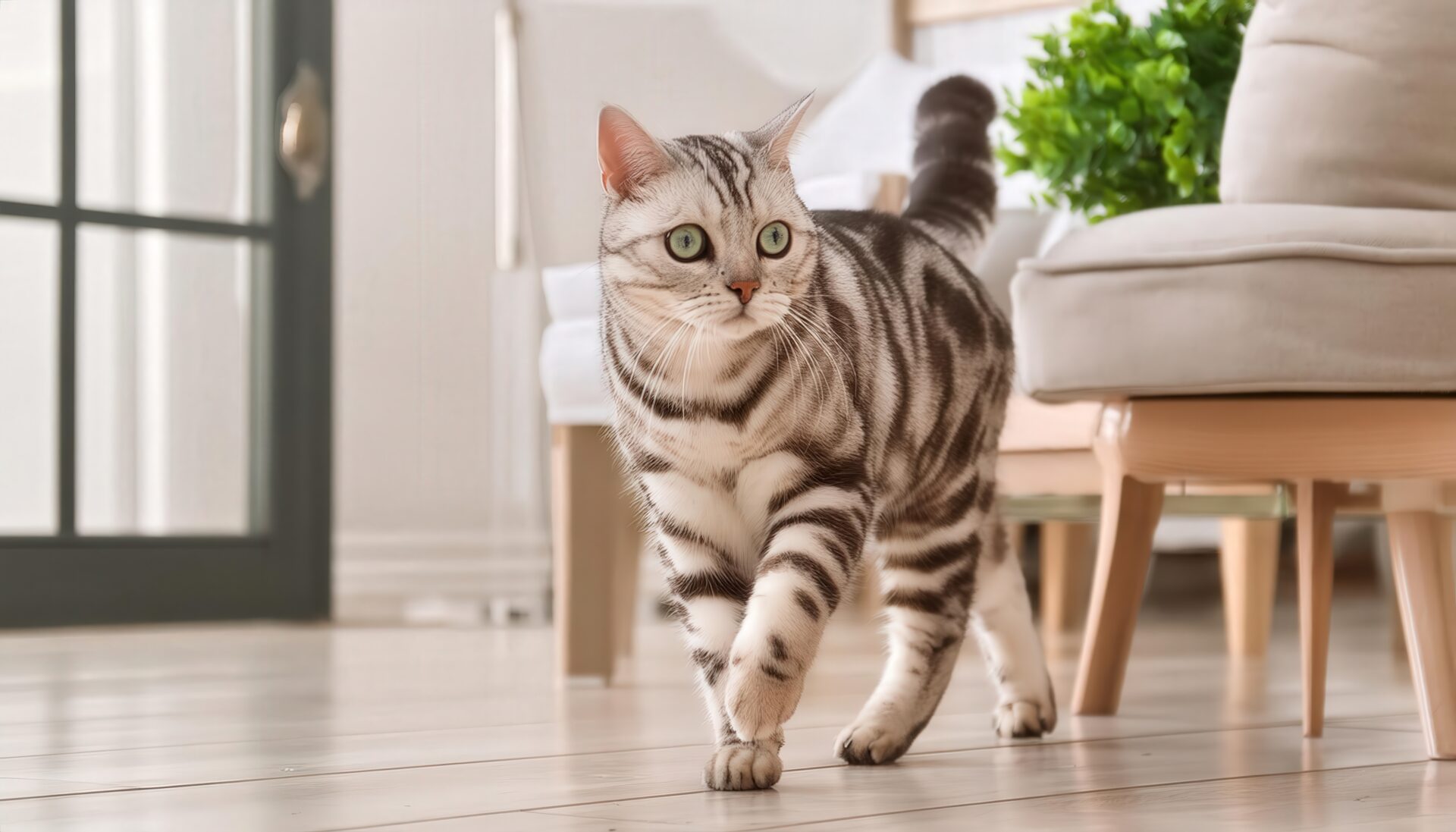 ナチュラルな部屋とアメリカンショートヘア