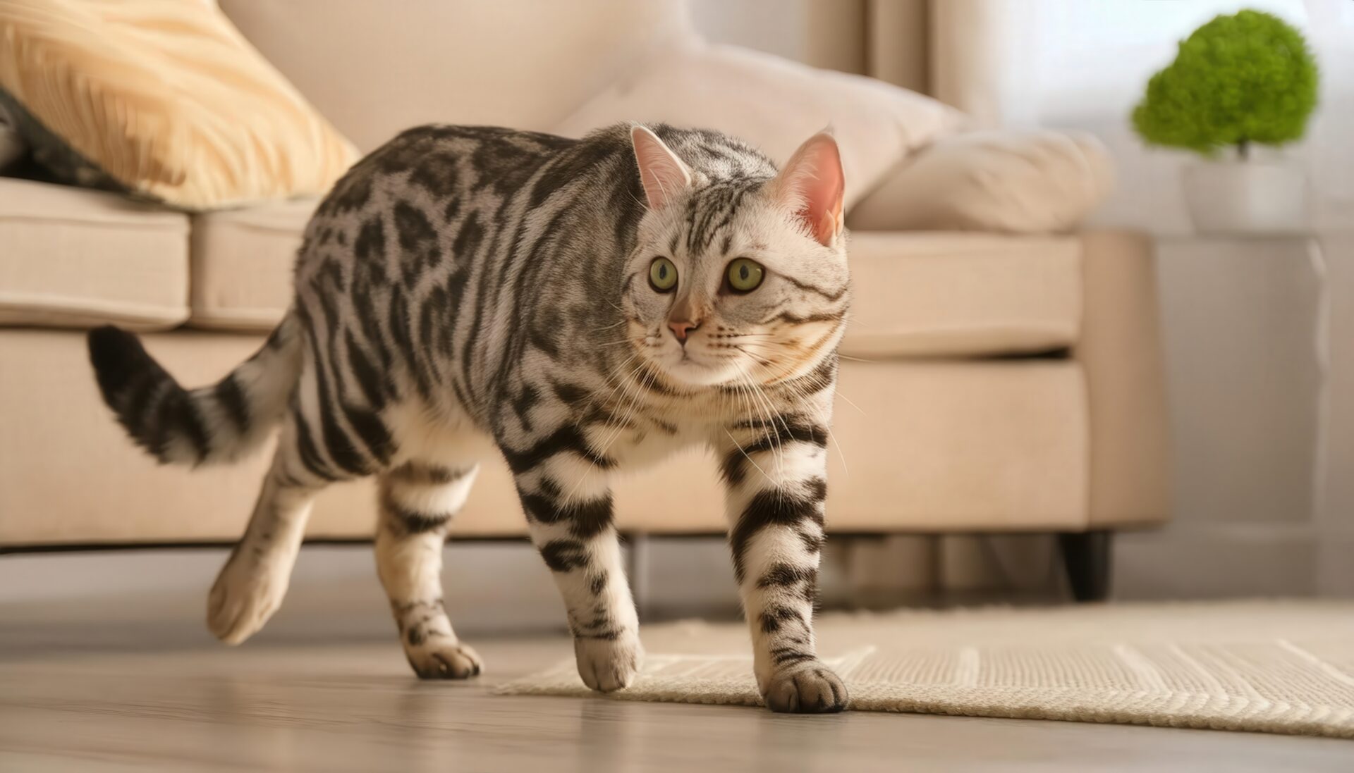 優しい光の中で歩く猫