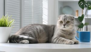 青いカップとグレーの猫のある暮らし