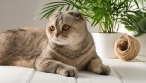 麻ひもとスコティッシュフォールド