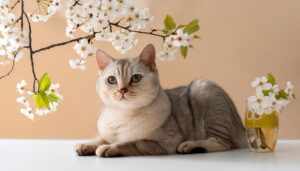 桜と見つめる猫