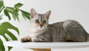 観葉植物とポーズを決める猫