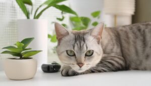 植物に囲まれた猫