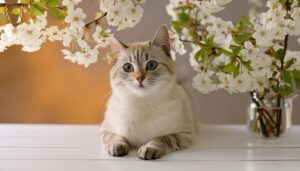 桜の花と猫の春の一枚