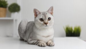 観葉植物とグレー猫