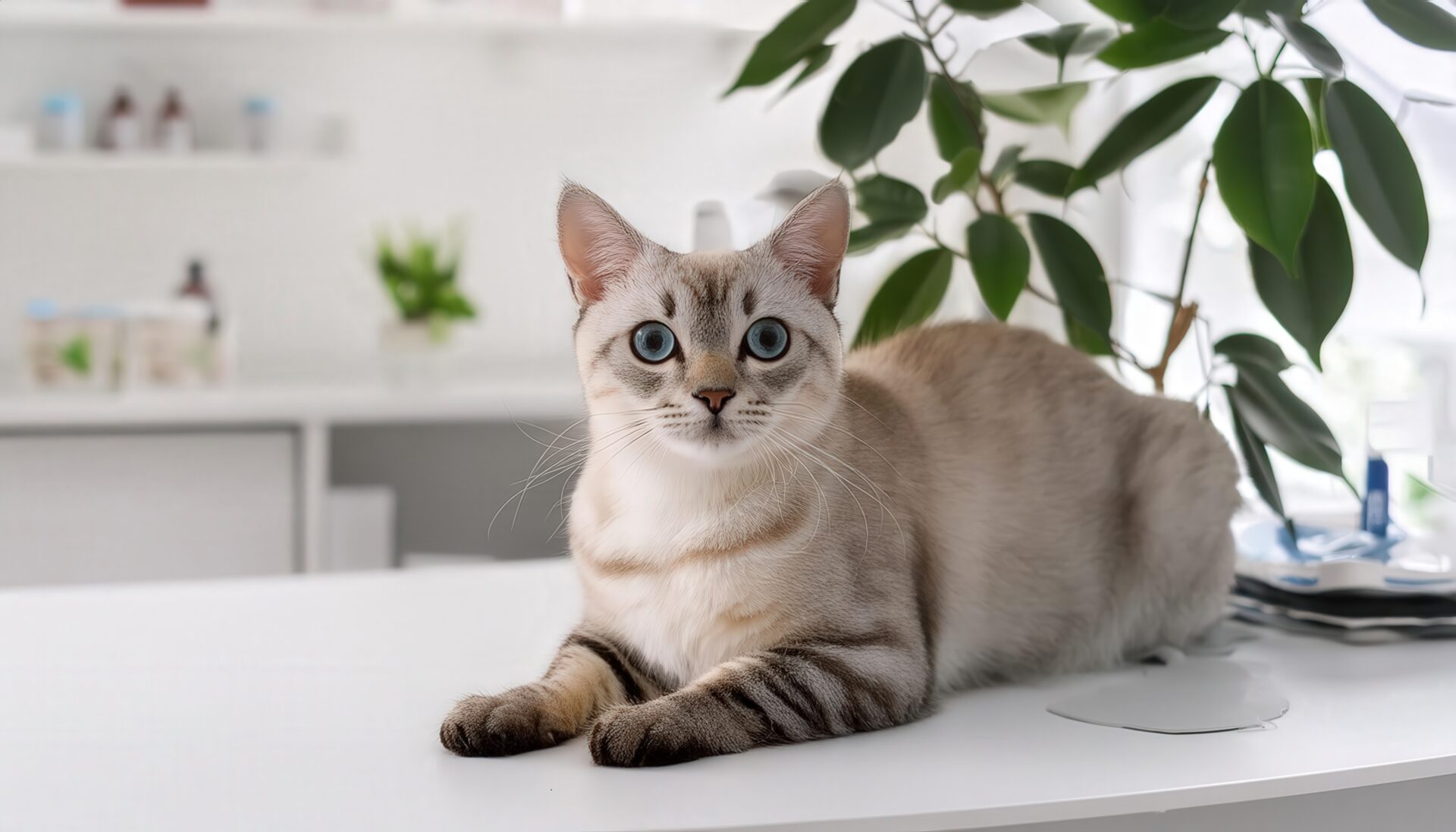 青い目の猫と白背景