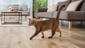 シンプルモダンな部屋の猫