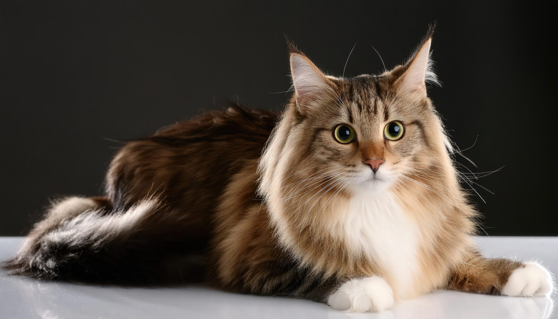 黒背景とメインクーンの横顔