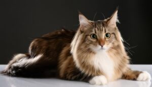 黒背景とメインクーンの横顔