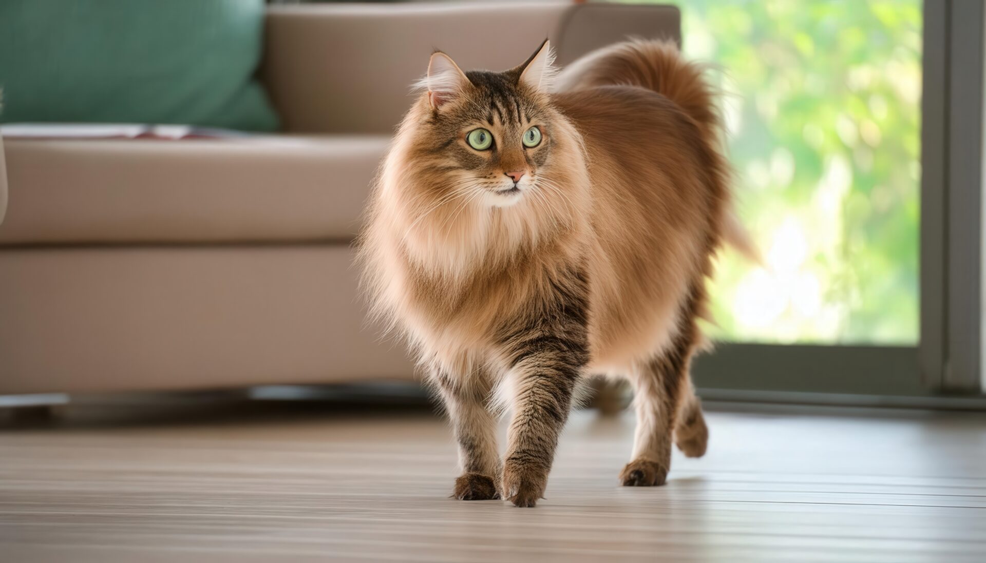 室内を歩くメインクーン1